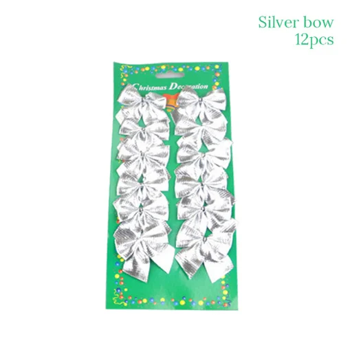 12pcs Silver Bows 24 шт елка на Рождество украшения «сделай сам» рождественские вечерние 3 см шары украшния Висячие орнаменты рождественские украшения для дома - Цвет: 12pcs Silver Bows