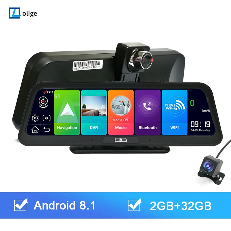 Видеорегистратор автомобильный 10 дюймов 4G ADAS Android 1080 GPS Bluetooth 2 + 32 ГБ | Автомобили и