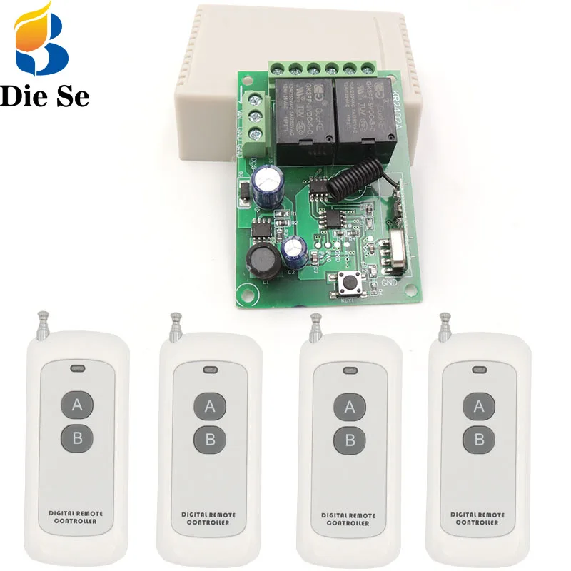 rf Remote Control System 433Mhz Universal Wireless DIY Smart Switch DC 5V~30V 2CH Relay Receiver and Long Range Transmitter |