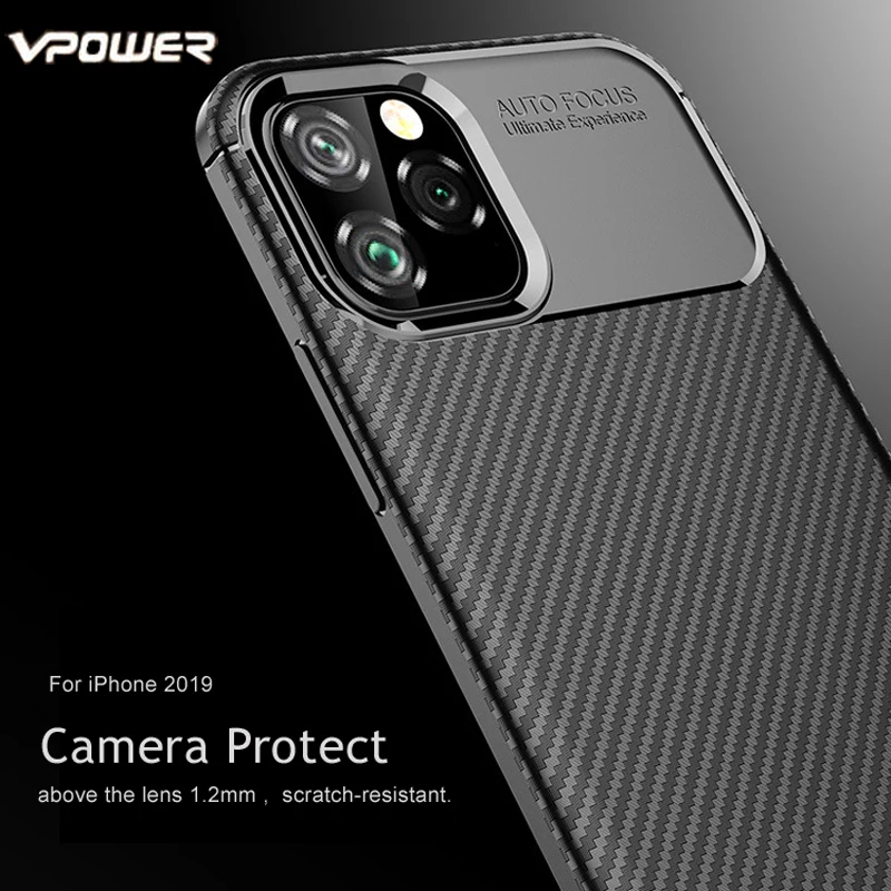 Для iPhone XI 5 8 2019 чехол Vpower из углеродного волокна мягкие силиконовые чехлы для