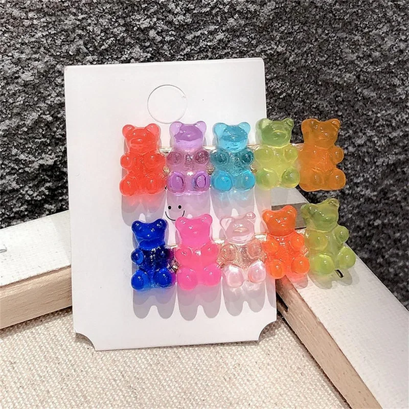New Gummy Candy Color Bears Fermagli Per Capelli Barrettes Resin Bear Hairpin Women Girls Hairgrips Pins Hair Band Accessori Hair Pins