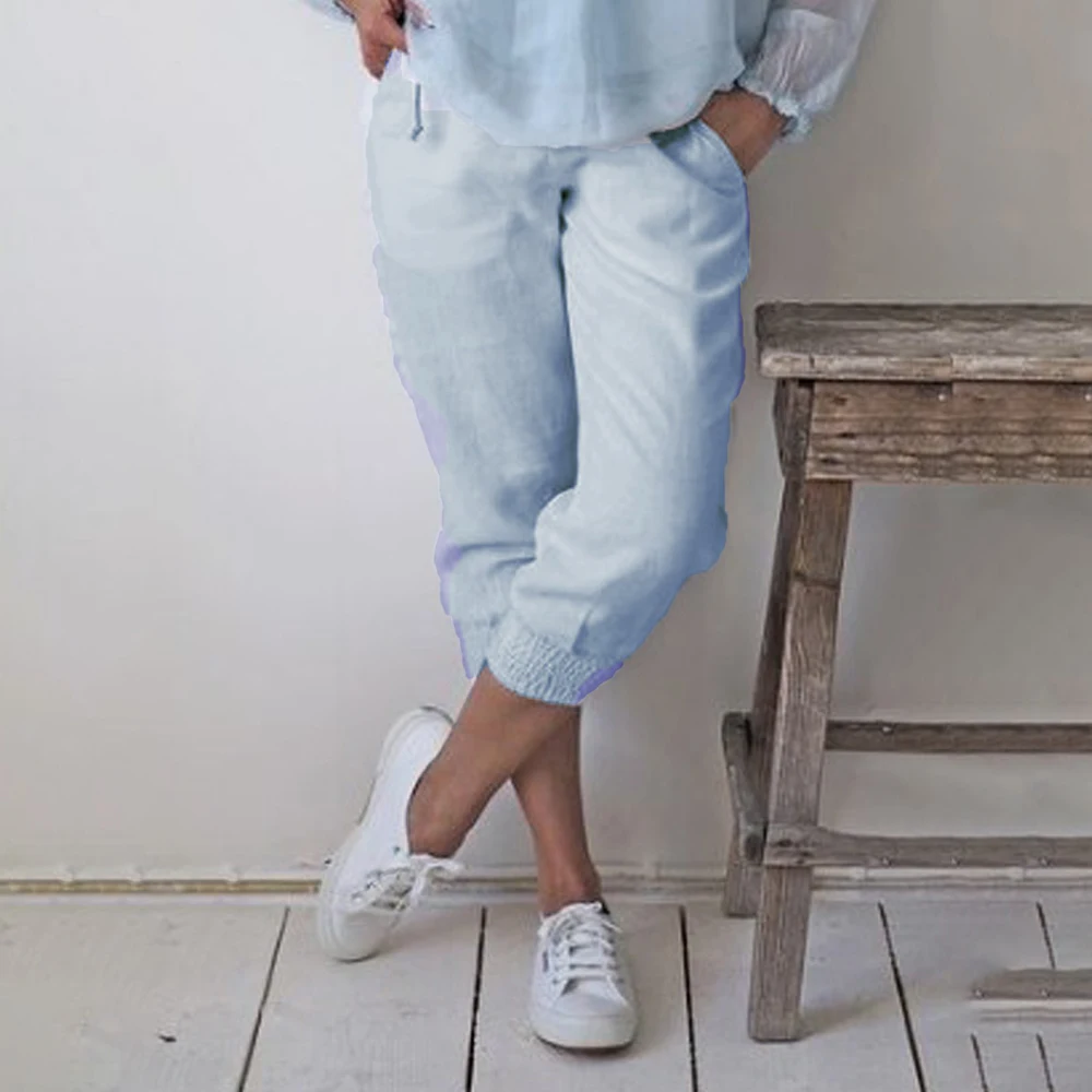 Loose Women Calf Length Pants Breathable Pantalon Femme Solid Pencil Trouser Lady Casual Sweatpant Cropped Trousers | Женская одежда