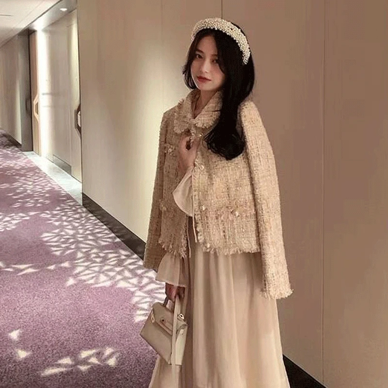 Heydress Осень Зима Женское шерстяное пальто с отложным воротником OL однобортный Жакет женский элегантный комплект из двух предметов