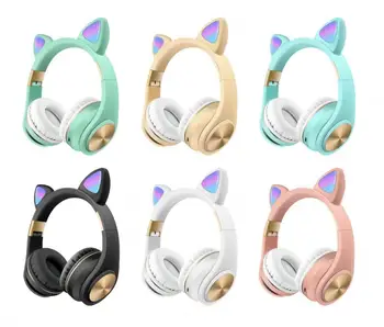 

Bluetooth 5.0 Cat Ear LED Headphones With LED Flashing Glowing Light Headset Gaming Earphones For PC Computer And Mobile Phone