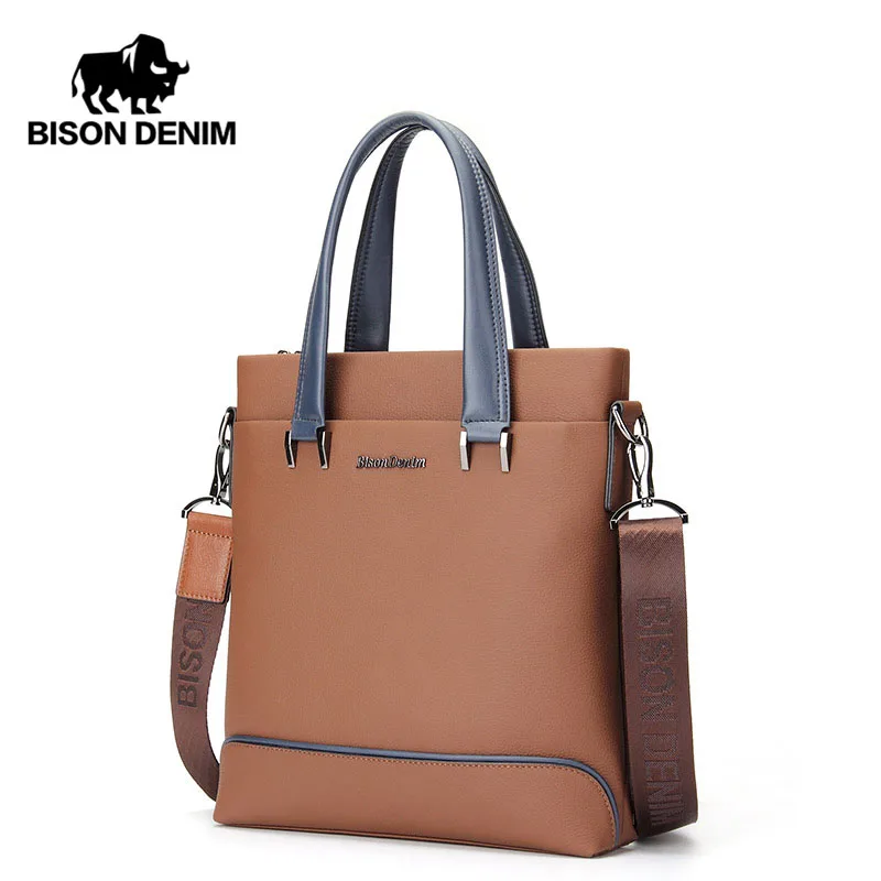 

BISON DENIM Fashion men bag genuine leather handbag shoulder bags business