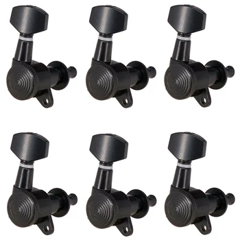 

6R Black Locked String Tuning Pegs Key Tuners Machine Heads for Acoustic Electric Guitar Lock Schaller Style