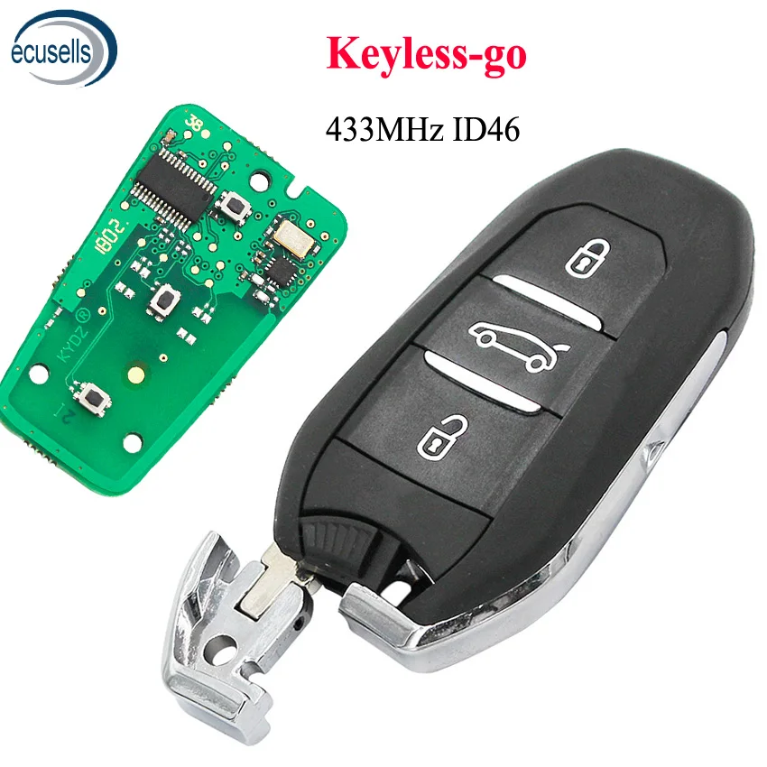 Keyless-go DS дистанционный смарт ключ-брелок 3 кнопки 433 МГц ID46(PCF7945) чип для peugeot 508 для Citroen C4 HU83 Blade с Goove