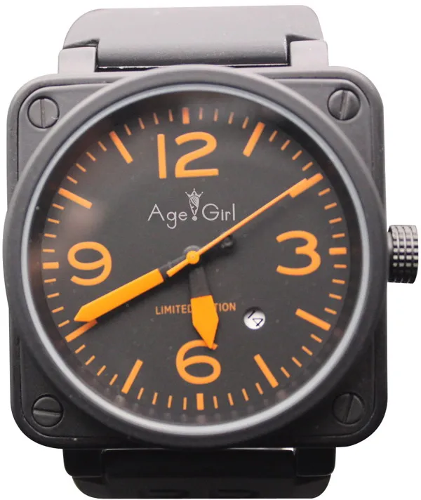 Стиль Для мужчин автоматические механические часы Ограниченная серия часы колокол авиации Для мужчин спортивные, для дайвинга Часы Черный чехол BR01-92 черная резина