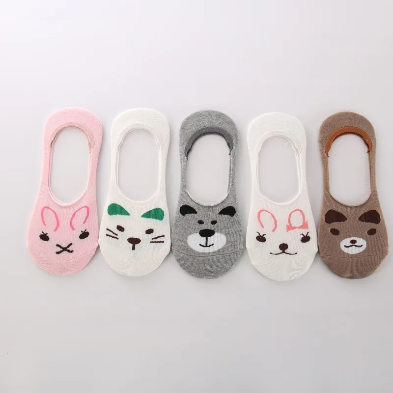 each color 2 pair 10 пара/лот; сезон лето; коллекция 200 года; женские тапочки из хлопка; Невидимый силиконовый Противоскользящий носок; дышащие повседневные носки с героями мультфильмов для девочек - Цвет: each color 2 pair
