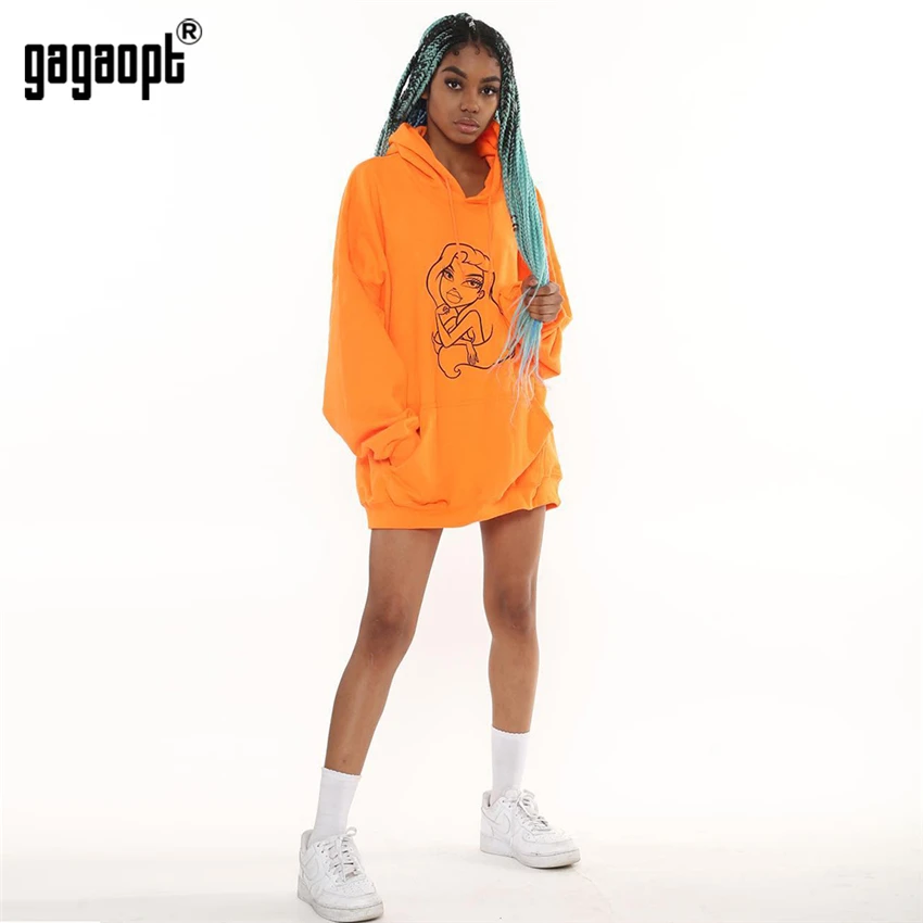 Gagaopt, осенне-зимняя толстовка с рисунком, женские модные топы, повседневные толстовки, толстовка с длинным рукавом