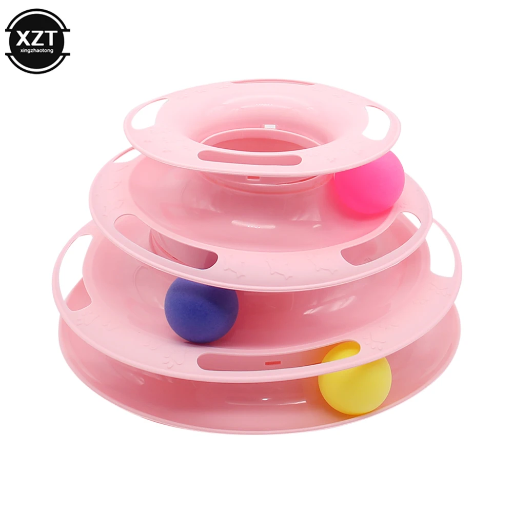 Pet Cat Dog Toy Three Levels Training Amusement Plate Kitten Tower Tracks Disc Cat Intelligence Amusement Triple Disc Tumblers