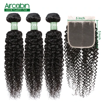 

Kinky Curly Bundles With Closure 5x5 Closure Remy Human Hair Bundles With Closure Brazilian Hair Weave Bundles With Closure