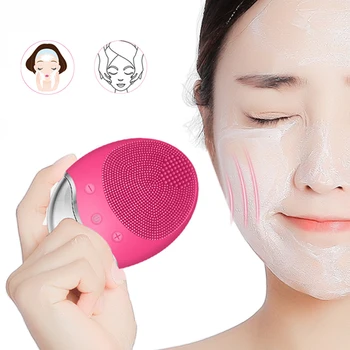 

Wireless Charging Electric Facial Cleaning Brush Bamboo Charcoal Silicone Ultrasonic Eye Face Massager Ion Lead-in Beauty Device