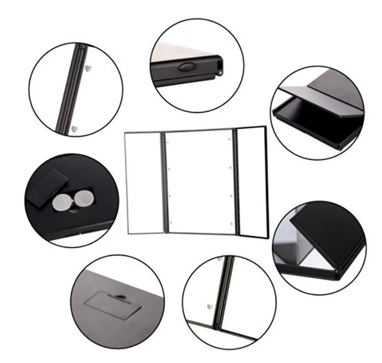 Makeup Mirror Portable LED Light Makeup Mirror Vanity lights Compact Make Up Pocket mirrors Vanity Cosmetic hand folding led Mirror lamp