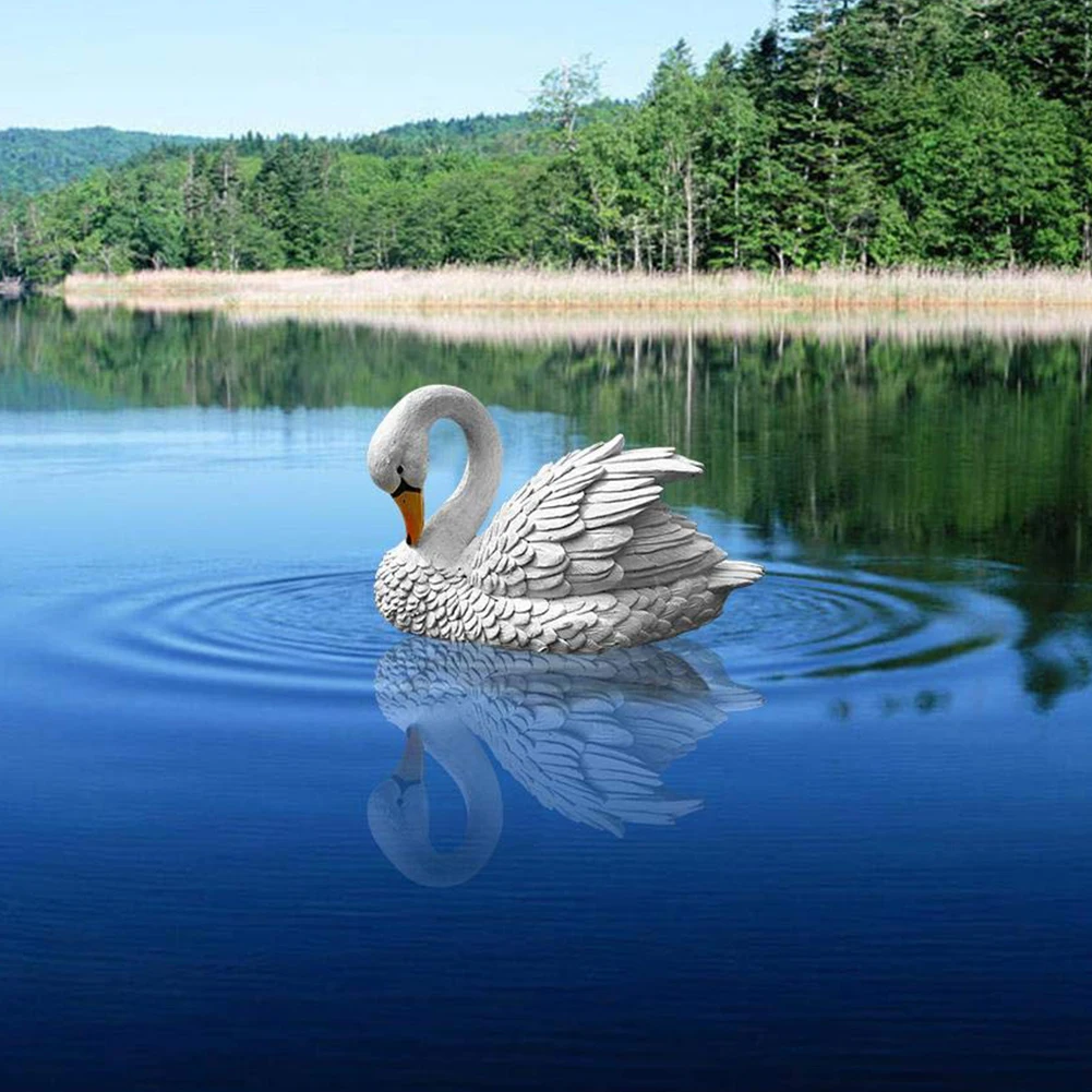 

Miniature Animal Pond Beach Outdoor Realistic Sculptures Water Swan Figurines Resin Decoration Art Floating Garden Statues Yard