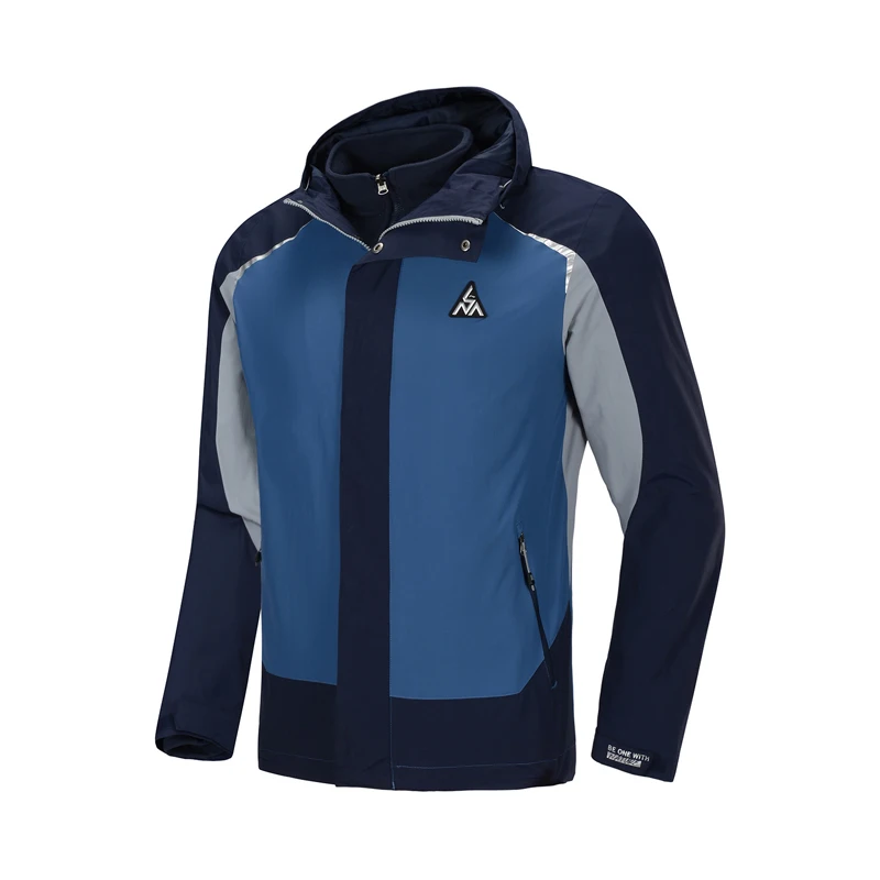 Li-Ning мужская Спортивная ветровка 3 в 1+ флисовый свитер, 2 штуки, спортивная куртка с Умной подкладкой AWBP015 MWF411
