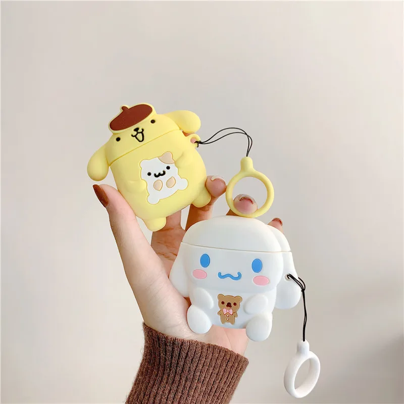 3D милый мультфильм Sanrio пудинг Cinnamon Dog чехол для наушников для Apple Airpods 1 2 аксессуары защитный чехол с кольцом на палец
