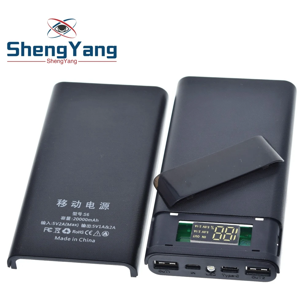

Portable 5V 6x18650 Power Bank Battery Box Shell Case DIY Type-C Micro USB Fast Charging Mobile Phone Charger Box Case