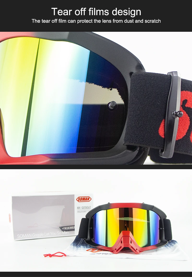SOMAN SM16 открытый внедорожные очки анти-УФ Gafas Мотокросс Мотоцикл очки унисекс Dirt Bike Oculos PC объектив MX очки