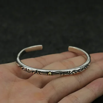 

Starfield S925 Sterling Silver Retro Thai Silver Takahashi Goro Handmade Bangle Men Women Open Ended Small Fresh Bangle
