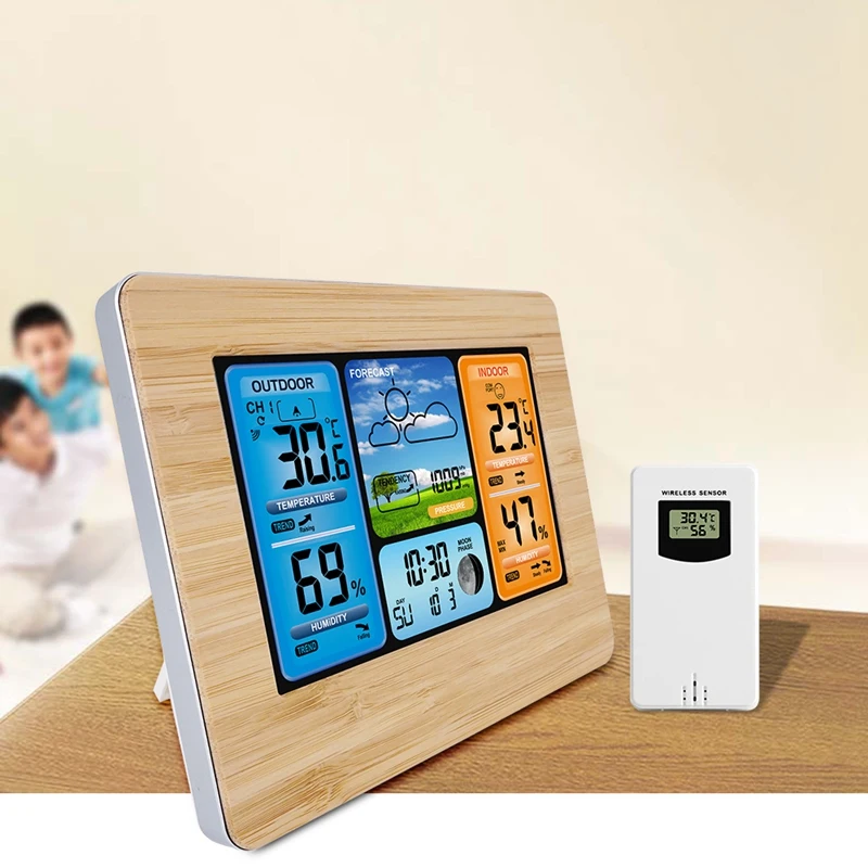 

Digital Weather Station Thermometer Hygrometer Barometer Wireless And Sensor Lcd Monitor Weather Forecast Indoor And Outdoor Clo