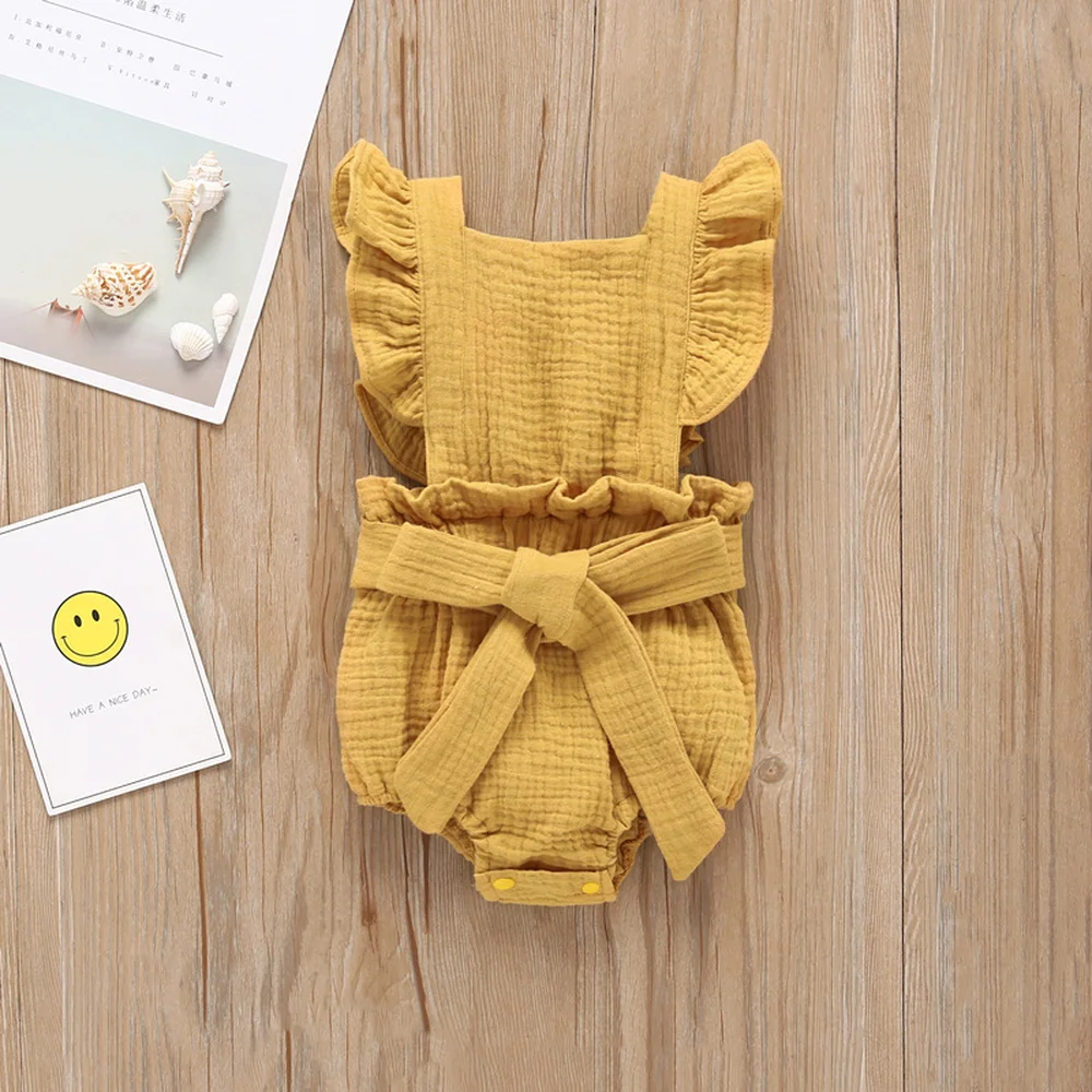 Новинка лета 2019 однотонная одежда для маленьких девочек на 12 месяцев Одежда