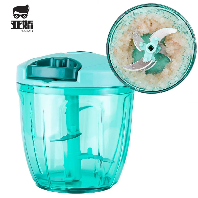 YAJIAO 900ML Multifunction Meat Grinder Mincer Food Processor for Kitchen Meat Fruit Salsa Pepper Onion Nut Hand-Powered Chopper