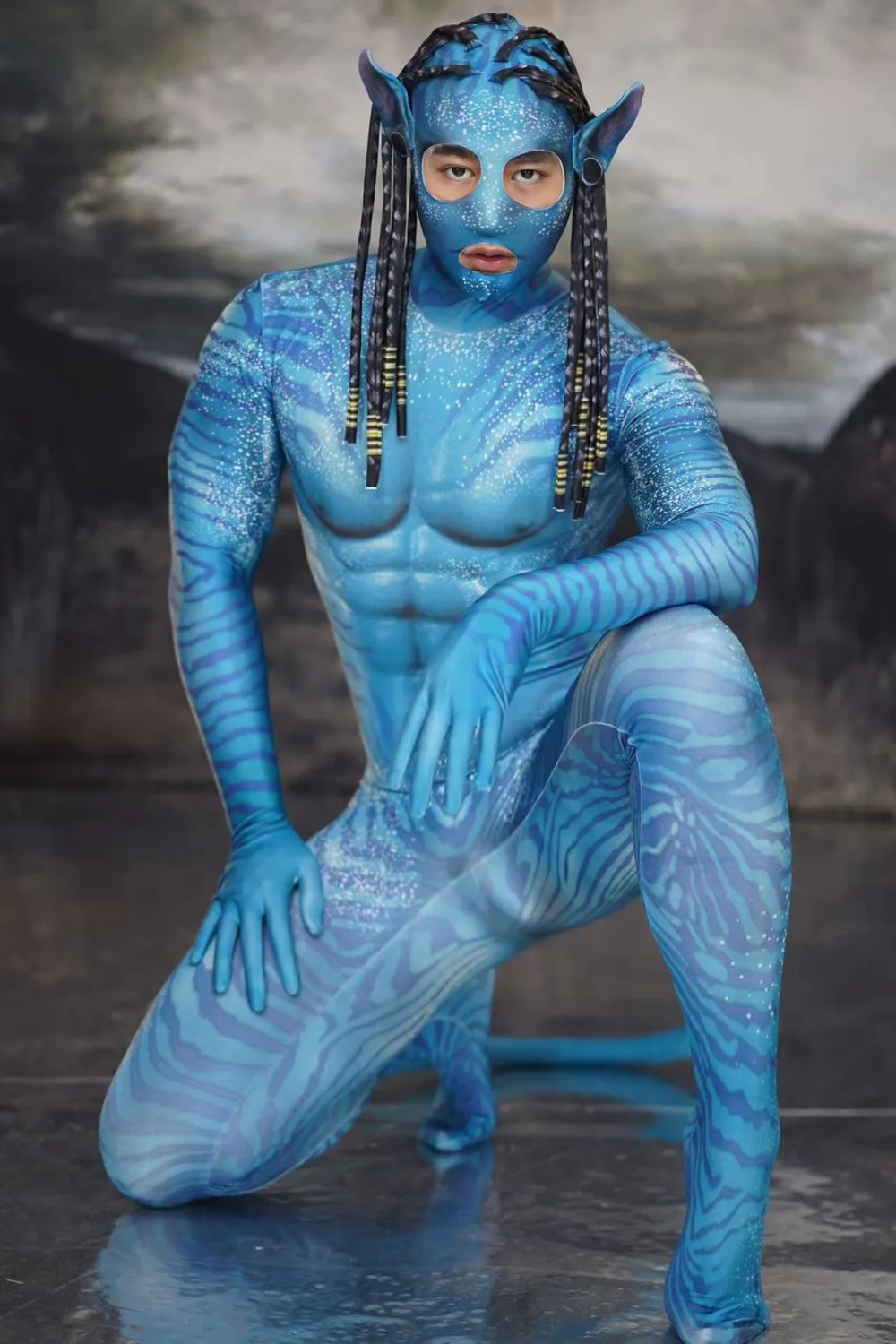 LOBUDEK Printing Blue Jumpsuit Male Female Cosplay Costumes Halloween Party Role Performance Stage Costume Bar Show Dance Tights -Zentai shop online H2c63d6129c35447dad45906c2b87d2eaa.jpg