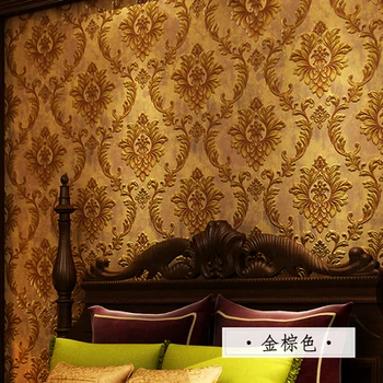 

Damascus Golden European High-end Retro Nostalgic Wallpaper Moisture-proof Mildew-proof Pressed Living Room Bedroom TV Back Wall