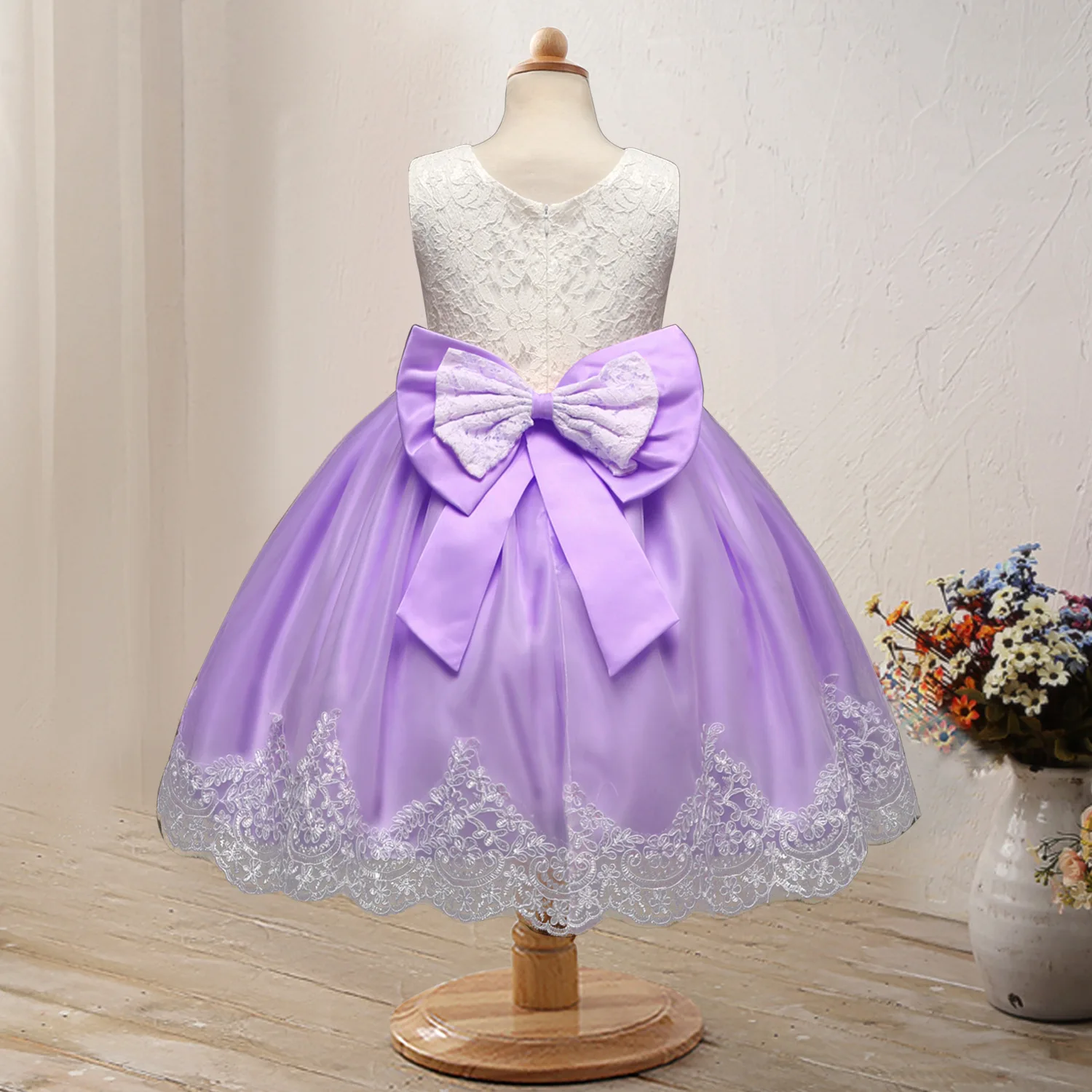 

Hot Selling Infant Princess Dress 2019 Baby a Year of Age Formal Dress Bow Infants Child Lace Dress