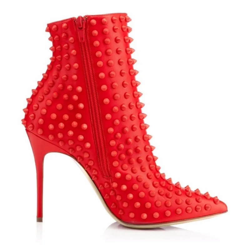 Euro Women Punk Rivet Pu Leather High Top Stiletto Shoes Studded Sexy Super Heels Pumps Party Pointed Toes Plus Size | Обувь