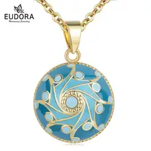 Оригинальная эмалированная подвеска Eudora, небесно-голубой колокольчик, шар гармонии, ожерелье, вселенная и звезды, дизайн, Мексиканский кулон бола, шар, ювелирные изделия