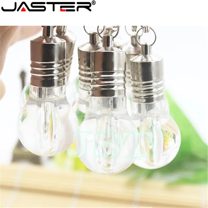 JASTER Fashion hot selling creative LED color light bulb USB flash drive USB 2.0 4GB 8GB 16GB 32GB External Storage memory stick