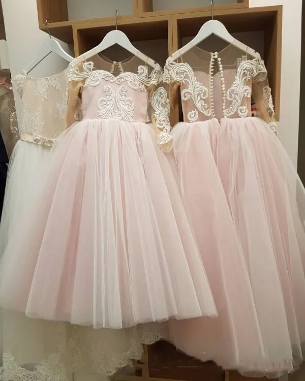 girls blush flower girl dress