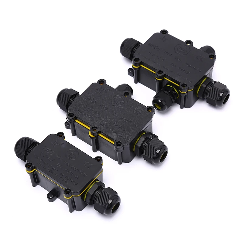 

2/3/4 Way IP68 Waterproof Junction Box Electrical Cable Connecting Terminal Block Black Cable Electrical Junction Box 450V 20A