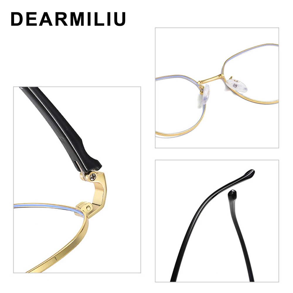 DEARMILIU, новинка, синий светильник, блокирующие винтажные очки, плоское зеркало, металлическая круглая оправа, очки для чтения, унисекс, gafas 2125