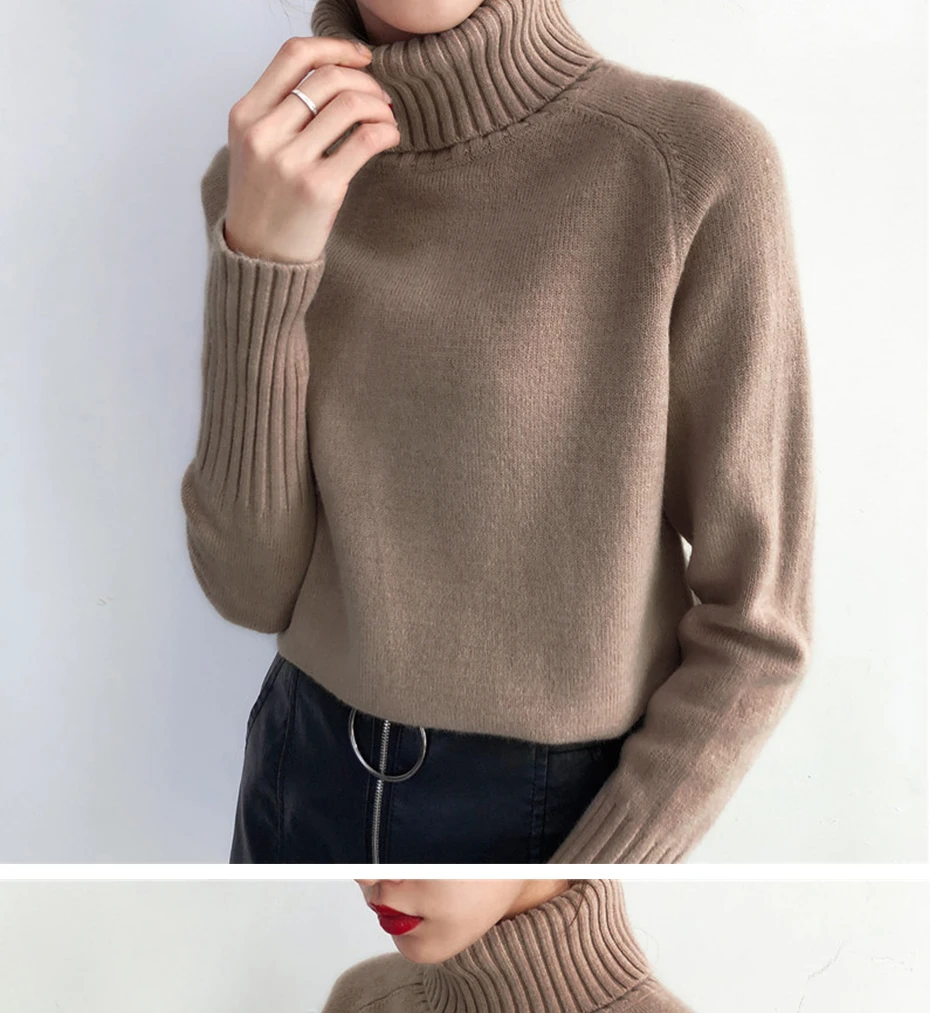 Women Sweaters 2020 Autumn Winter Knitted Sweater Korean Cashmere Turtleneck Long Sleeve Pullover Vintage | Женская одежда
