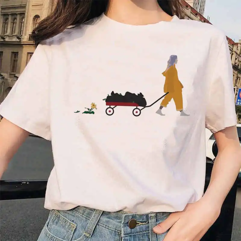Billie Eilish футболка ulzzang Женская Хип хоп женская одежда забавная harajuku Летняя