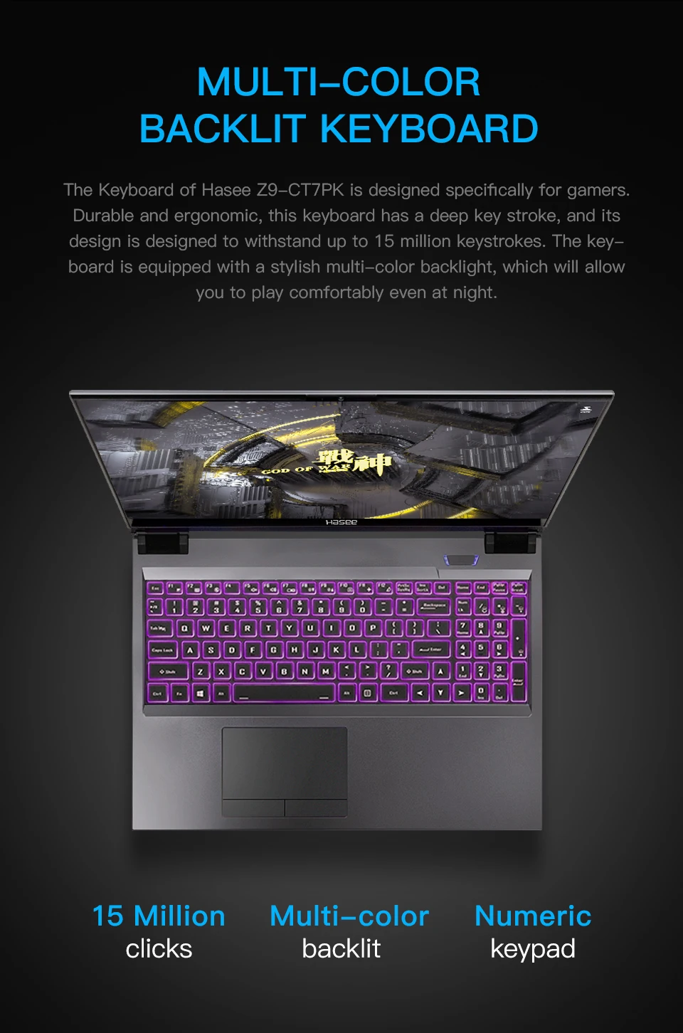 Ноутбук hasee Z9-CT7PK Intel Core I7-9750H+ RTX 2070/16GB ram/256G SSD+ 1T HDD/15,6 ''144Hz ips 72% NTSC) игровой ноутбук
