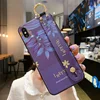 Violet rose fleur en relief dragonne étui de téléphone pour iphone SE 2022 12 Mini 11 Pro XS MAX X XR 6 6S 7 8 plus support couverture souple ► Photo 3/6