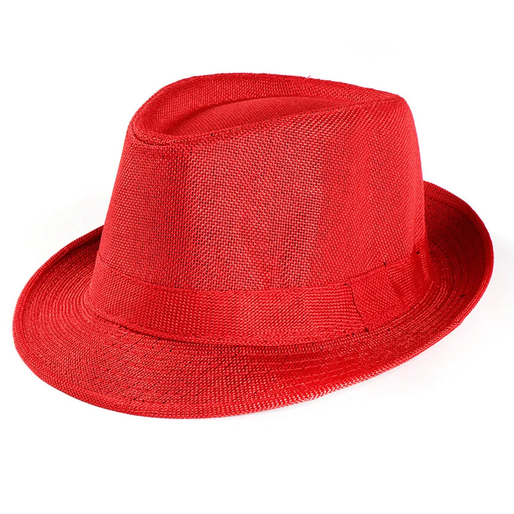Трендовая простая одноцветная шляпа Chapeu Унисекс Мужская Гангстерская шляпа, кепка Czapka пляжная соломенная шляпа от солнца, кепка, Солнцезащитная шляпа Sombrero# C11 - Цвет: Red