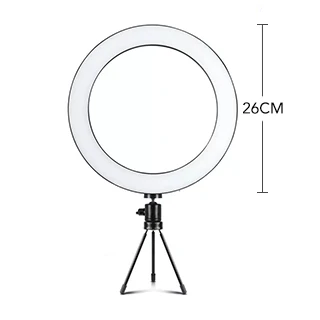 26cm(with tripod) Фон для фотосъемки светодиодный Кольцевая вспышка для селфи 16/26 см три скорости бесступенчатое освещение с регулируемой яркостью с настольные штативы для макияжа видео для студий с живым звуком - Цвет: 26cm(with tripod)