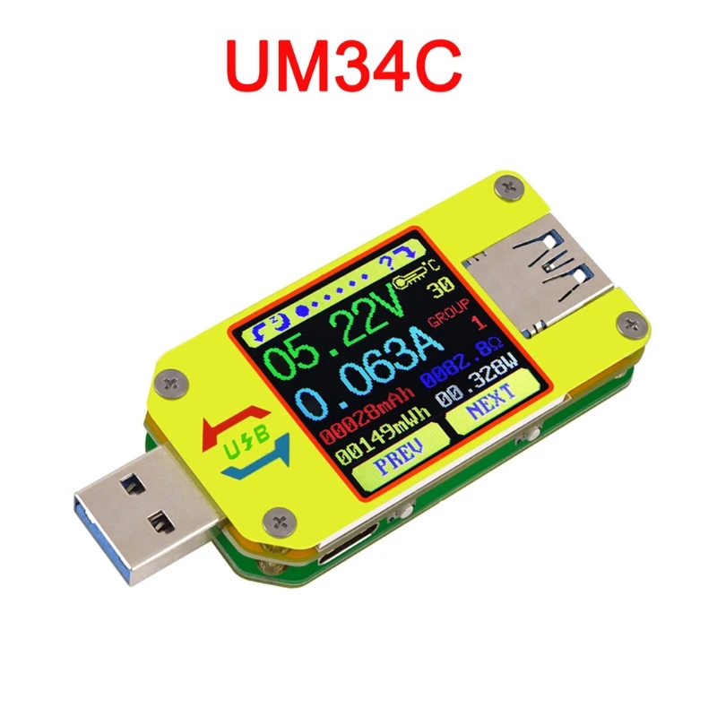 UM34 UM34C для приложения USB 3,0 type-C испытательный Вольтметр Амперметр Измерение заряда батареи