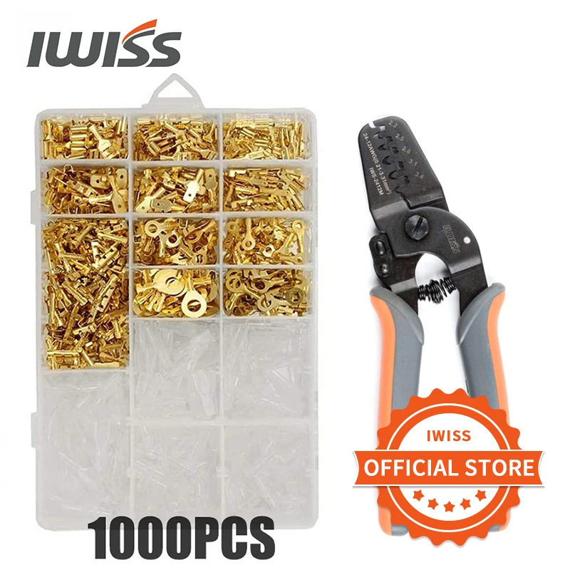 La Pinza A Crimpare A Canna Aperta Iwss Iws-2412 Funziona Su Awg24-12 Terminali Jam, Molex, Tyco, Jst Con Kit Di Attrezzi Per Connettori Da 1000 Pezzi