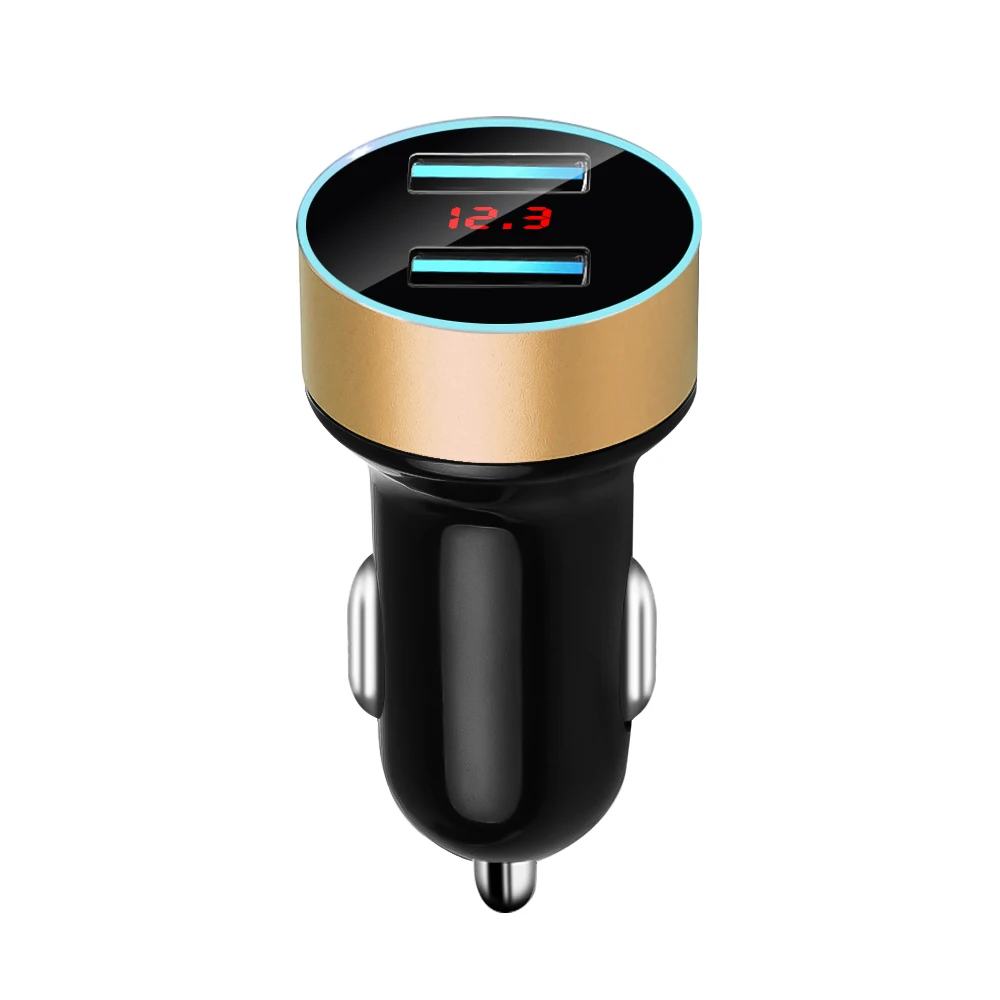 3.1A устройство для автомобиля с двумя портами USB Зарядное устройство 2 Порты ЖК-дисплей Дисплей 12-24V прикуриватель прикуривателя автомобиля Зарядное устройство для iphone samsung xiaomi huawei LG