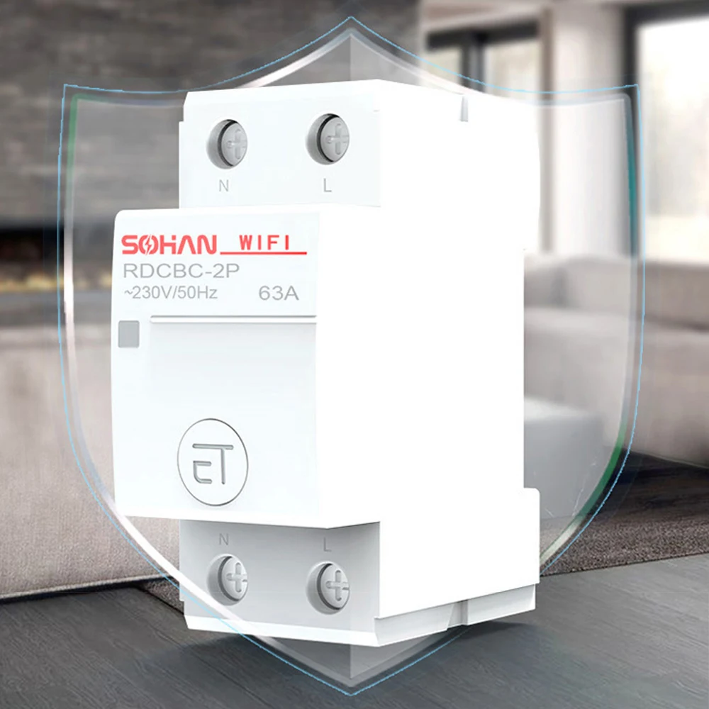 

WiFi Circuit Breaker Remote Control 1P 16- 50A/2P 63-80A Household Intelligent WiFi Circuit Breaker by eWeLink Voice Control