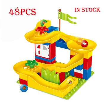 

48pcs Big Size DIY Construction Marble Race Run Maze Balls Track Children Gaming Building Blocks Duploed Toys IN STOCK