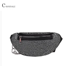 Crowale Женская поясная сумка бриллианты Дамская поясная сумка модная нагрудная сумка банановые стразы на цепочке через плечо сумка на ремне
