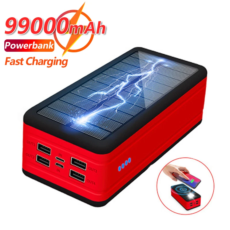 Solor Charger 99000mAh Portable LED Light Poverbank Powerbank 99000MAh External Battery For IPhone Xiaomi Samsung Huawei | Мобильные
