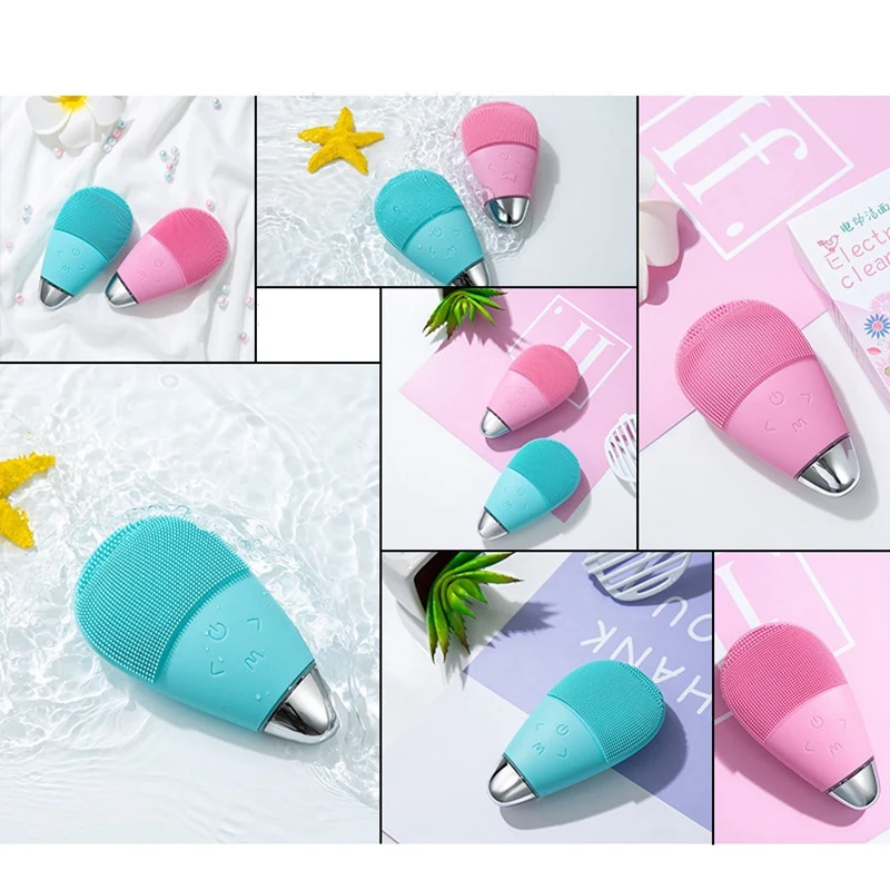 Face Cleaning Brush Eye Heating Care Instrument Ultrasonic Electric Silicone Face Cleaning Brush Beauty Instrument Wireless Char